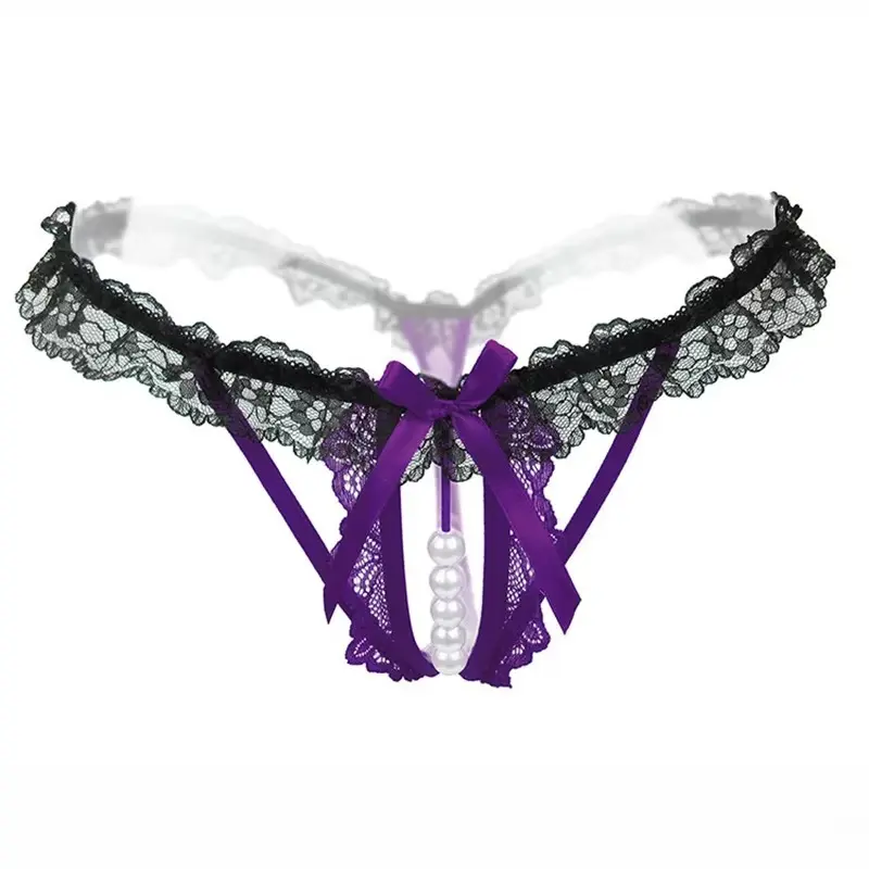 Sexy Women's Panties Lingerie G String Thongs Lace Underwear Female Perspective Women's Thong Pearl Panties Transparent Knickers