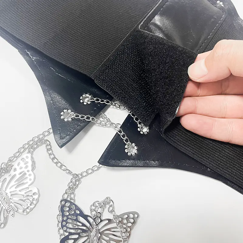 Butterfly Chain Corset Wide Belts Faux Leather Slimming Body Shaping Girdle Belt Women Elastic Tight High Waist for Daily Wear