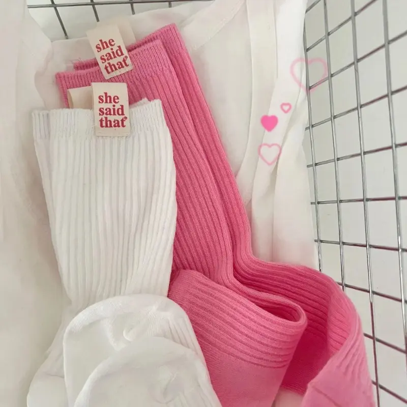 Japanese Retro Cloth Label She Said That Women's Socks Spring Summer Cotton Pile Socks Fashion Korean Style Girls Socks