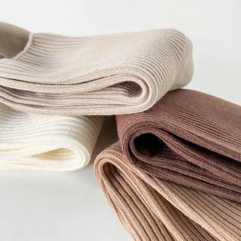 Socks Set Solid Color Stripes Women's Casual Socks Autumn Simple Women's Medium Length Socks Pattern Style