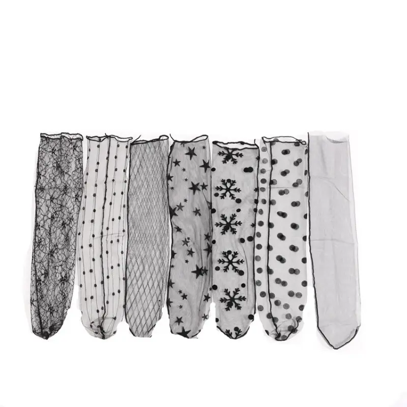 Sexy Polka Dot Tulle Socks Women Fishnet Transparent Long Socks Thin Funny Socks Femme Streetwear Calcetines Mujer Dress 2023