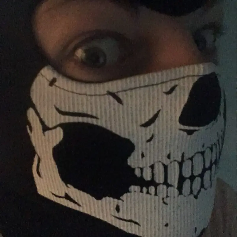 Full Face Mask Black Ghosts Print Balaclava with Skull Printed for Cosplay Party Motorcycle Bike Cycling Hiking Outdoor