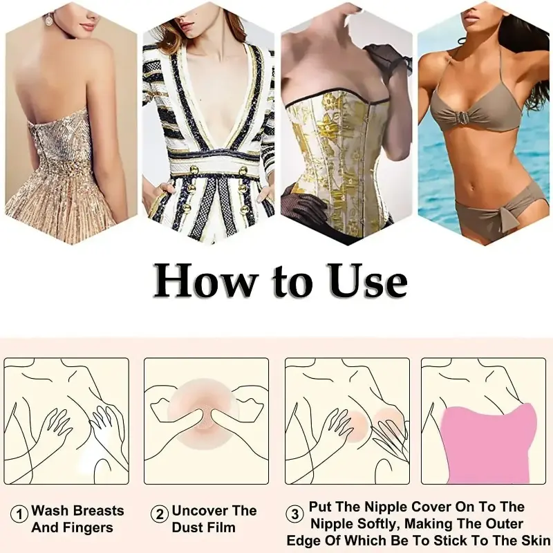 24PCS Invisible Self Adhesive Chest Paste Reusable Sticker Breast Petal Strapless Lift Up Bra Pad Silicone Petal Nipple Cover