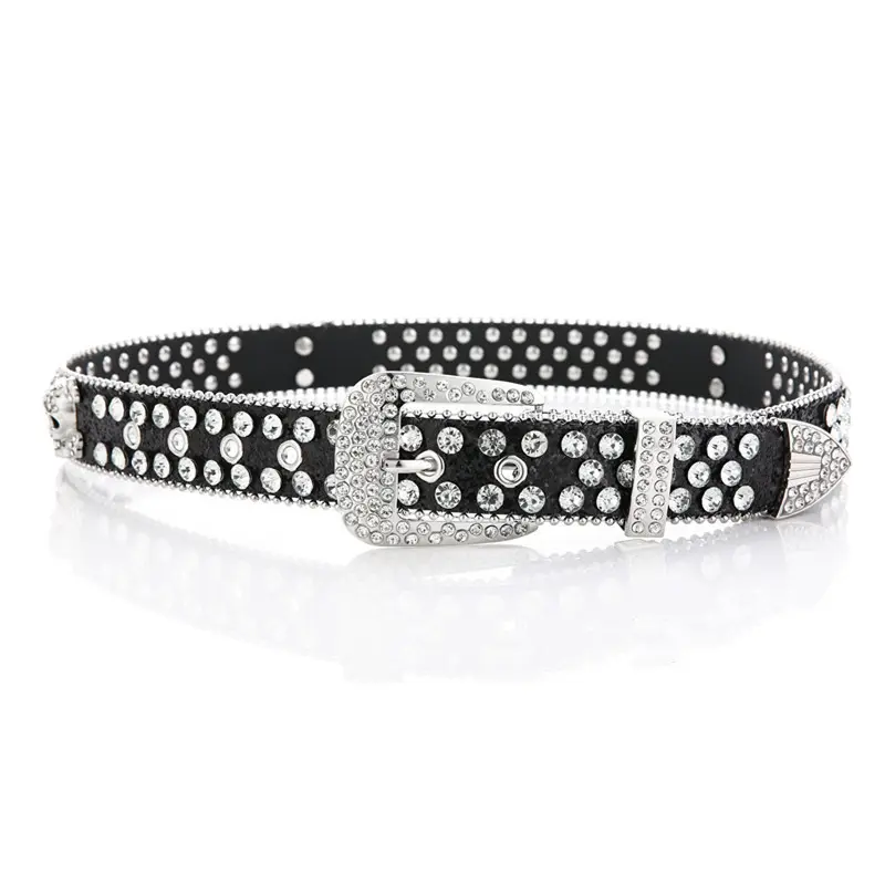 Y2K Gothic subculture punk skeleton diamond belt leather Rhinestone Skull belts