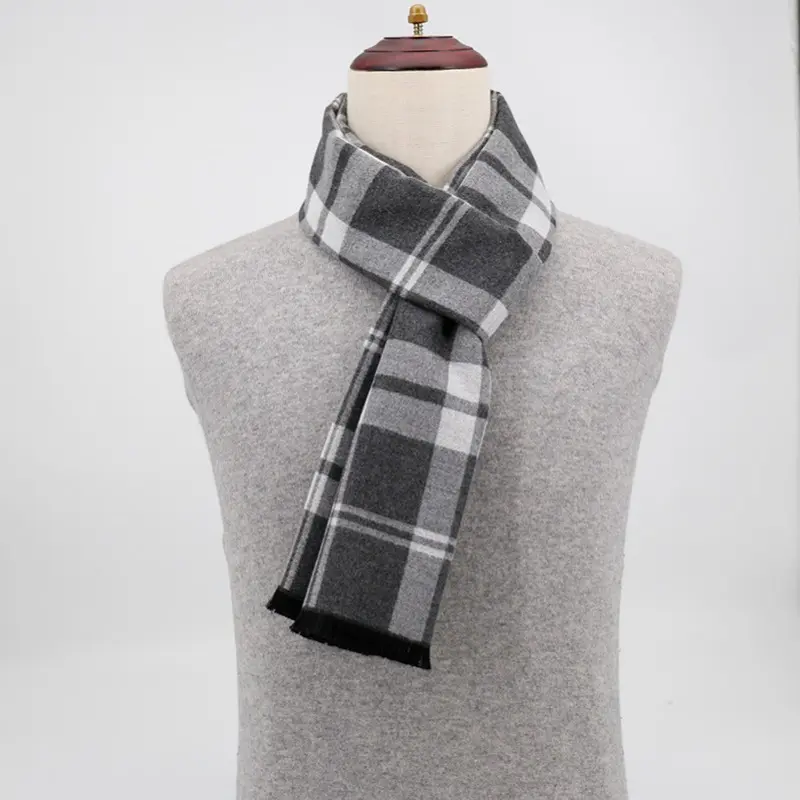 2023 Luxury Brand Winter Plaid Cashmere Scarf for Men Warm Neck Scarfs Male Business Scarves Long Men's Pashmina Shawl