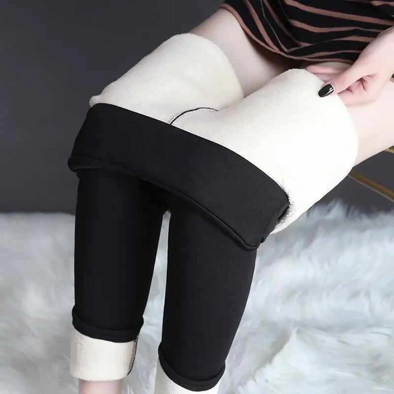 Women Winter Plus Velvet Stretch Leggings High Waist Warm Leggings Women Casual Thick Winter Leggings