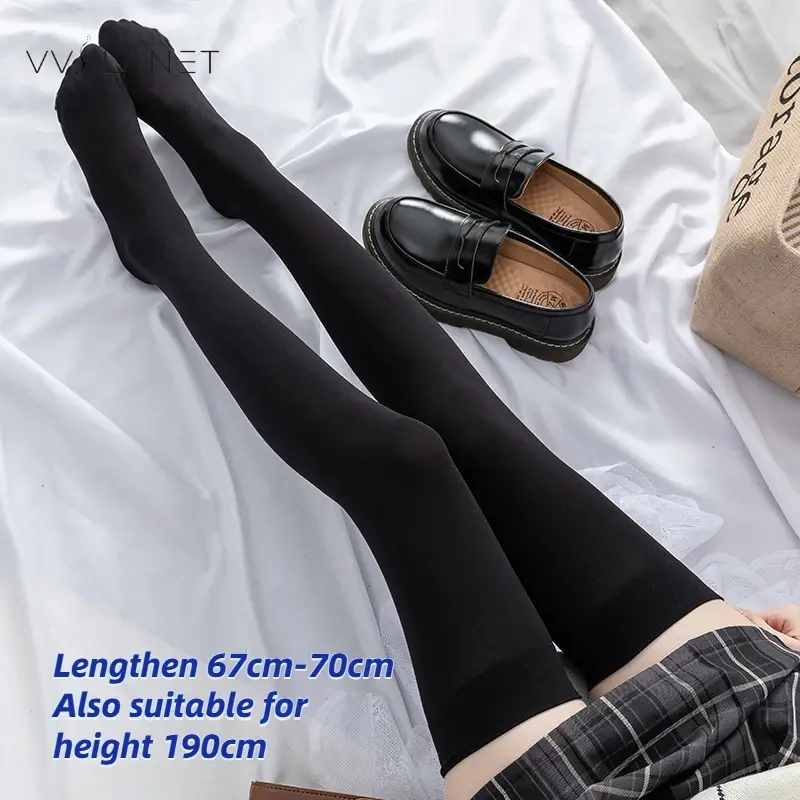 Long Tube Over The Knee Socks Velvet High Elasticity Uniform White Anti-slip Slim Velvet Thigh Women Girls Height 190cm Stokings