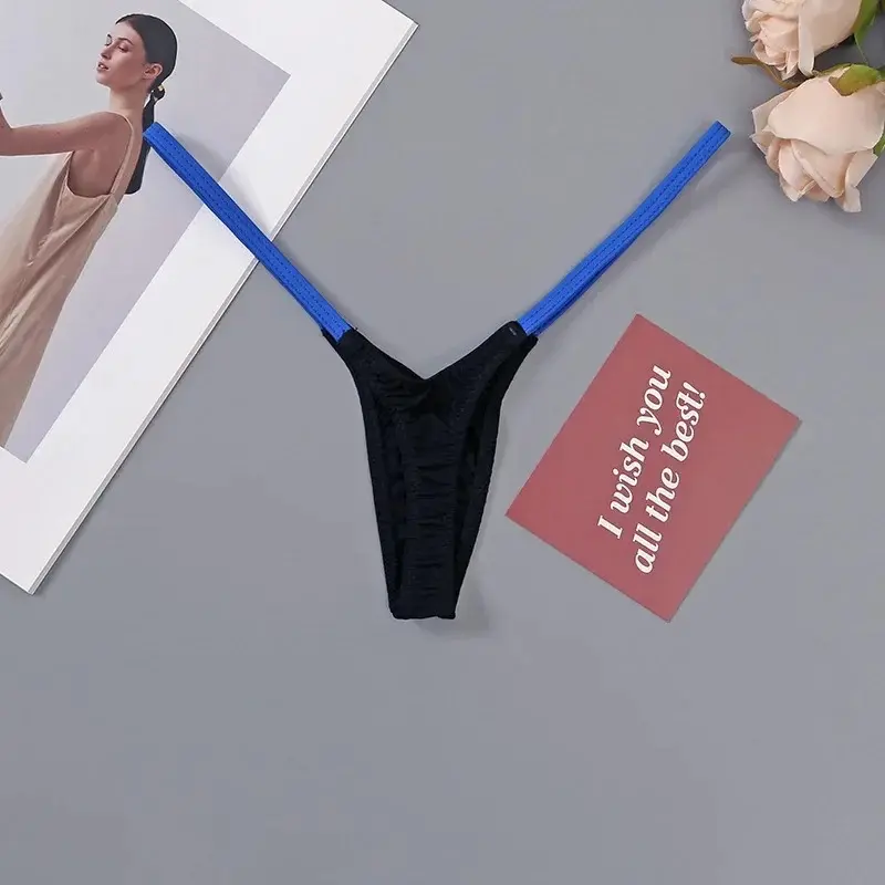 Womens T Back Sexy 18 Fancy Women Underwear Classic T Pants Thin Straps Low Waist Multi-color Stitching Elastic Erotic Lingerie