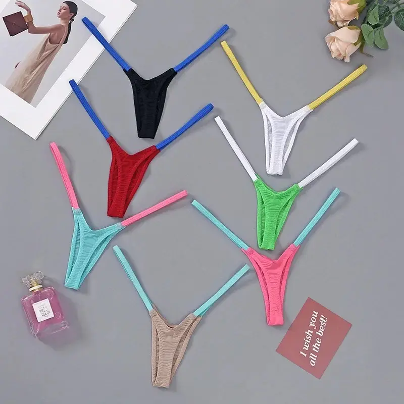 Womens T Back Sexy 18 Fancy Women Underwear Classic T Pants Thin Straps Low Waist Multi-color Stitching Elastic Erotic Lingerie