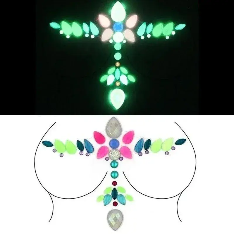 New Luminous Breast Petal Chromophous Acrylic Chest Paste Breathable Nipple Covers Bra Breast Pasties Adhesive Stickers