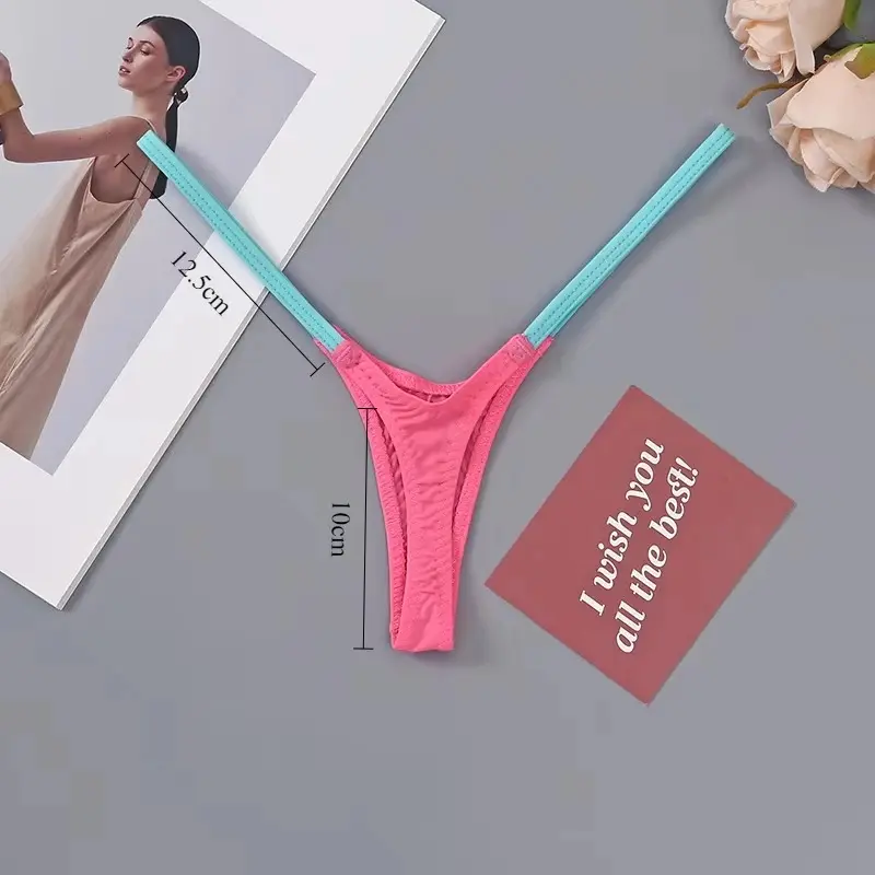 Womens T Back Sexy 18 Fancy Women Underwear Classic T Pants Thin Straps Low Waist Multi-color Stitching Elastic Erotic Lingerie