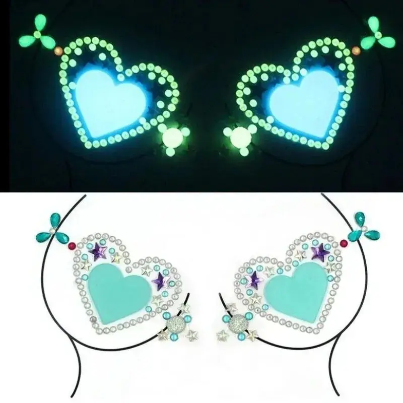 New Luminous Breast Petal Chromophous Acrylic Chest Paste Breathable Nipple Covers Bra Breast Pasties Adhesive Stickers
