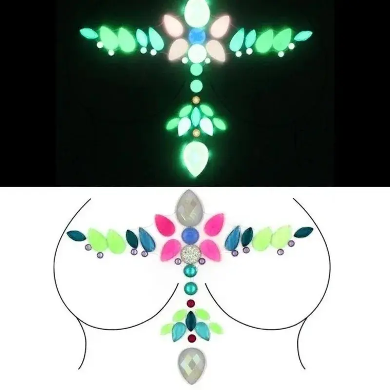 New Luminous Breast Petal Chromophous Acrylic Chest Paste Breathable Nipple Covers Bra Breast Pasties Adhesive Stickers