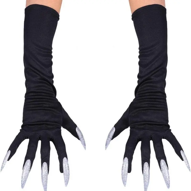 Cool Halloween Gloves Long Section Ghost Claw Dress Up Gloves Fashionable Red Long Nails Cosplay Halloween Funny Gloves A529