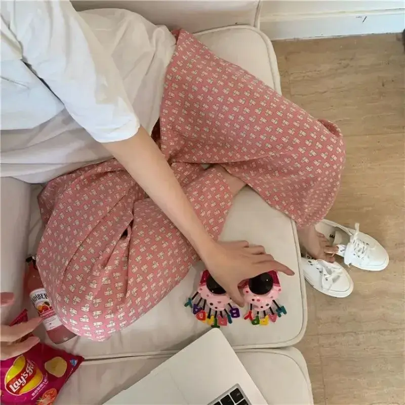 Korean Girls Cute Cartoon Printing Home Leisure Pajama Pants External Trousers Plus Size Women's Pants Summer Thin Sleepwear