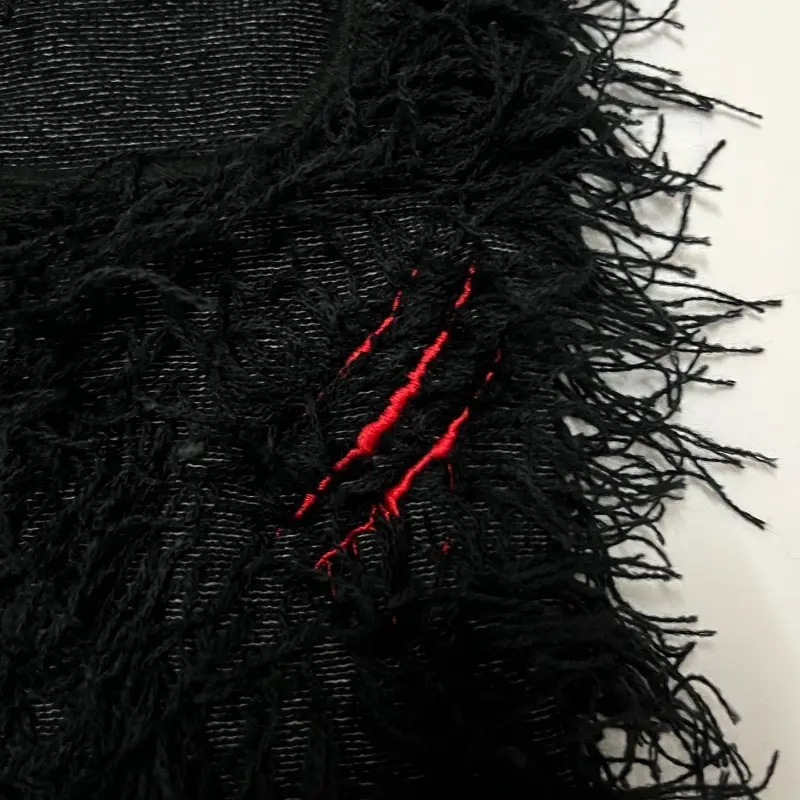 Embroidery Letter Tear Balaclava Distressed Knitted Full Face Ski Mask Hipop Unisex Outdoor Mask  Balaclava Fleece Fuzzy Beanies