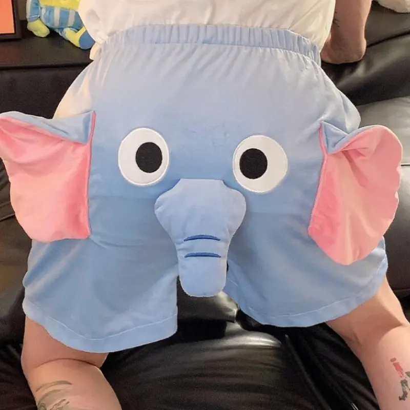 Design Shorts 3d Cartoon Elephant Decor Couple Pajama Shorts Soft Breathable Unisex Summer Homewear Sleepwear Shorts for Comfort