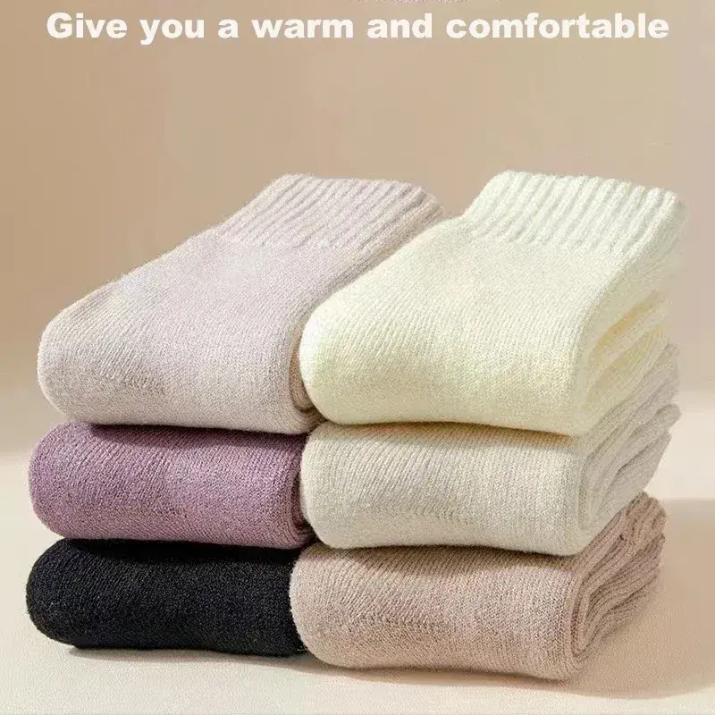 1 Pairs Women Socks Wool Autumn Winter Warm Snow Markron Color Thick Plush Hairy Soft Postpartum Stockings Floor Sleep Socks