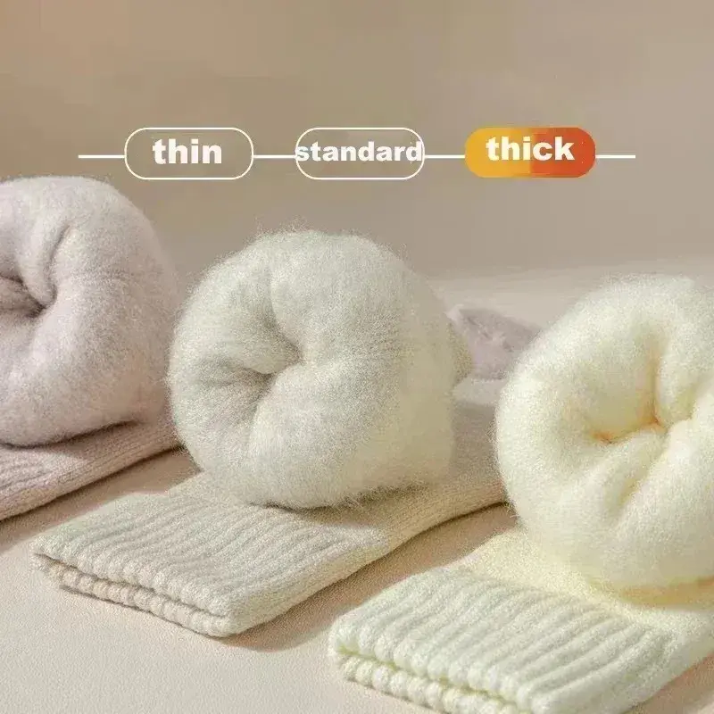 1 Pairs Women Socks Wool Autumn Winter Warm Snow Markron Color Thick Plush Hairy Soft Postpartum Stockings Floor Sleep Socks