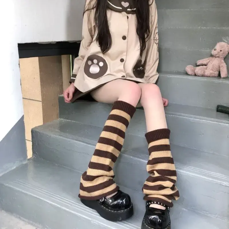50cm Y2K Hot Subcultural Knitted Stacked Women's Socks Wide Leg Stripes Autumn Winter Calf Sock Hot Girls Slim Fashion Socks