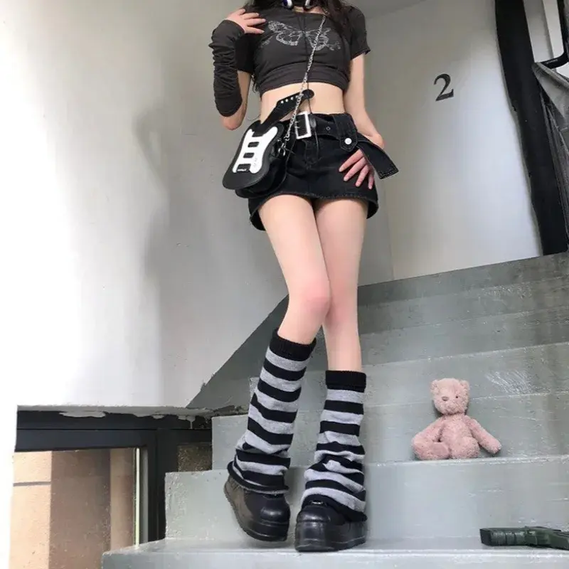 50cm Y2K Hot Subcultural Knitted Stacked Women's Socks Wide Leg Stripes Autumn Winter Calf Sock Hot Girls Slim Fashion Socks