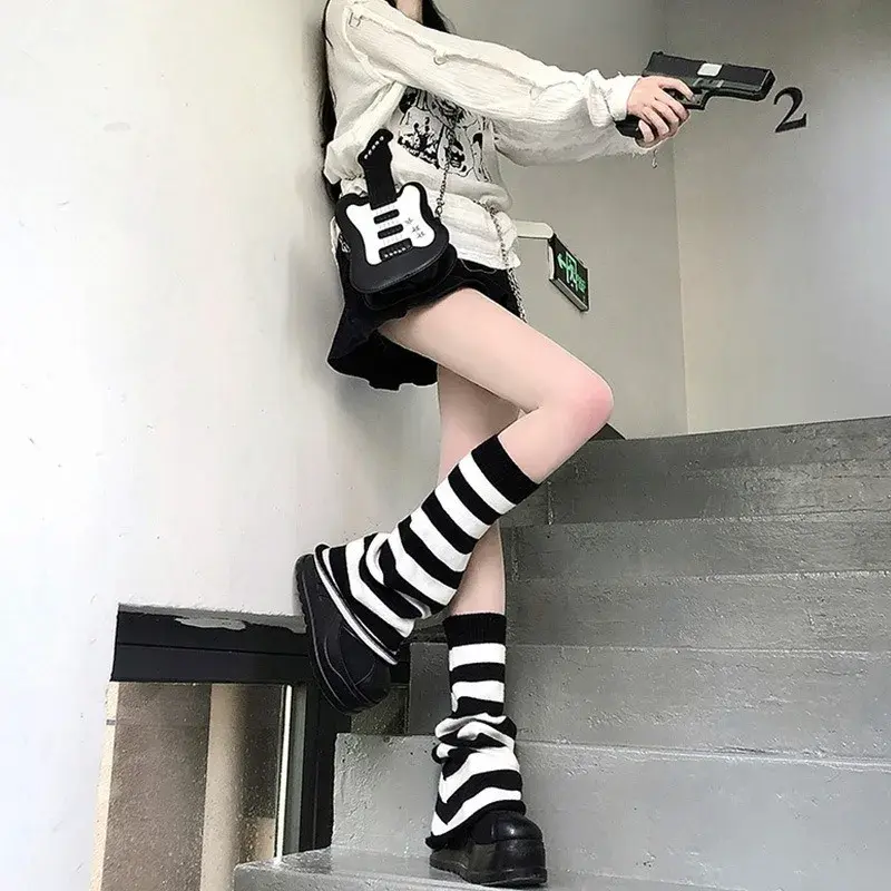 50cm Y2K Hot Subcultural Knitted Stacked Women's Socks Wide Leg Stripes Autumn Winter Calf Sock Hot Girls Slim Fashion Socks