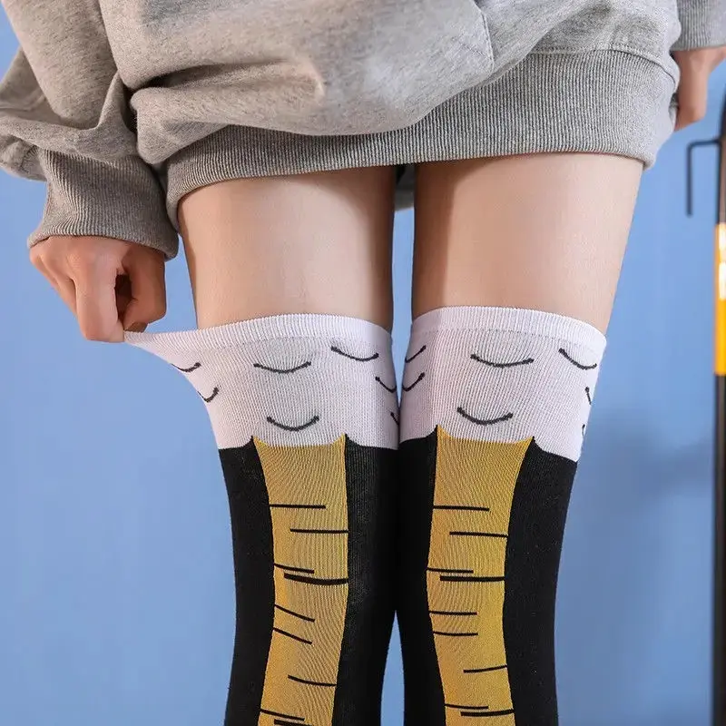 Funny Chicken Paw Stocking Over-knee Pressure Thin Leg Long Stockings Women Spring Autumn Winter Middle High School Girls Socks