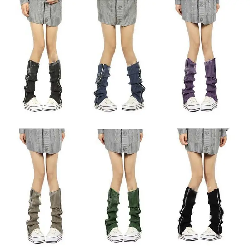 Gothic Women's Striped Leg Warmers Lolita Long Socks Knitted Leggings Japanese Sweets Winter Socks Kawaii Arm Ankle Warmers Y2k
