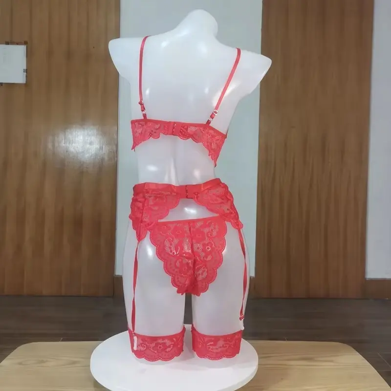 Sexy Erotic Lingerie Women Bra and Panty Garters 3pcs See Through Lingerie Sets Sexy Women's Underwear Set Porn Sexy Lingerie