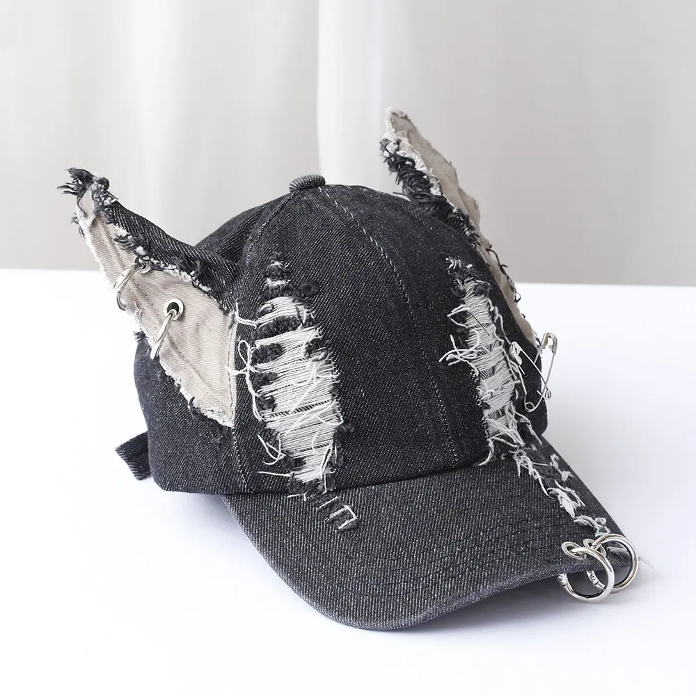 NEW y2k Hot Girl Graffiti Jeans Rabbit Ears Cowboy Baseball Hat Wash Graffiti Hip Hop Cap Women Men Party Team Baseball Cap