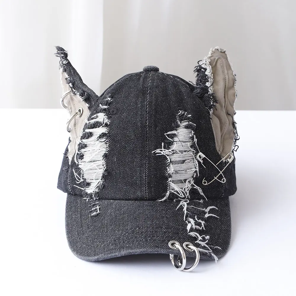 NEW y2k Hot Girl Graffiti Jeans Rabbit Ears Cowboy Baseball Hat Wash Graffiti Hip Hop Cap Women Men Party Team Baseball Cap