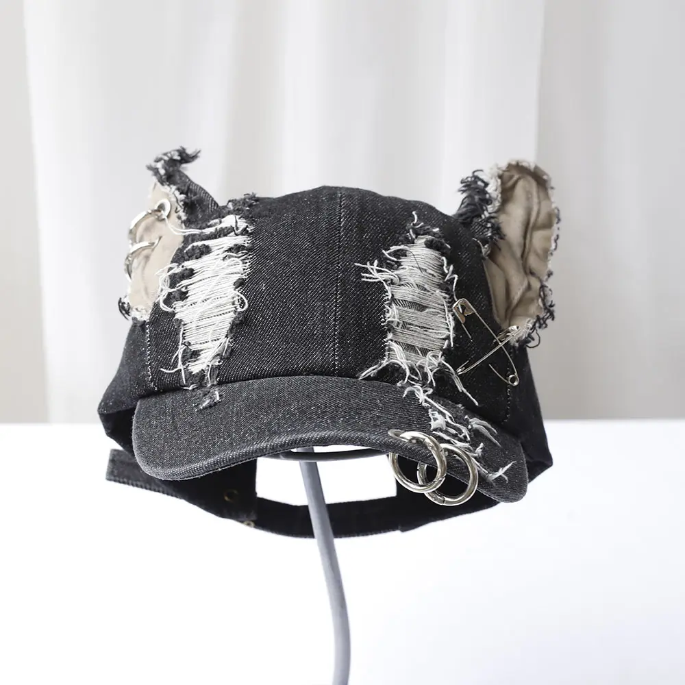 NEW y2k Hot Girl Graffiti Jeans Rabbit Ears Cowboy Baseball Hat Wash Graffiti Hip Hop Cap Women Men Party Team Baseball Cap