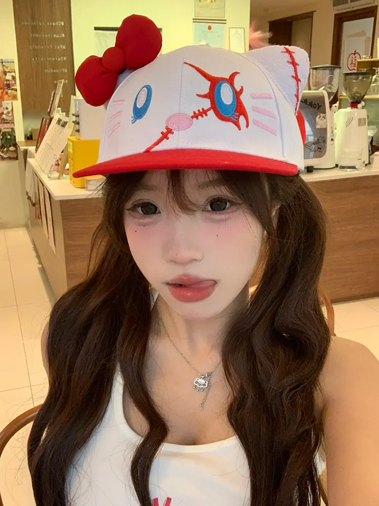 2025 New Y2K Funny Baseball Caps Versatile Cap Sweet Spicy Girl Embroidery Cute Bow Hat Trendy Cartoon Outdoor Travel Girl Gifts