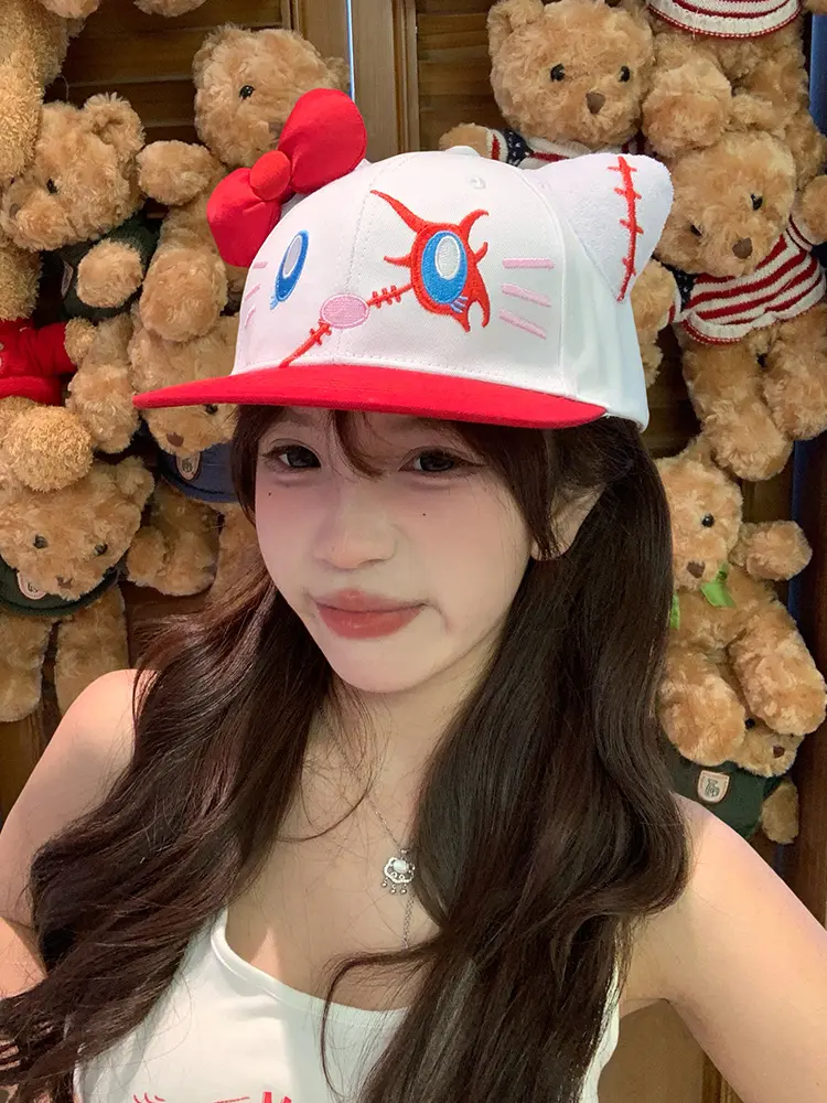 2025 New Y2K Funny Baseball Caps Versatile Cap Sweet Spicy Girl Embroidery Cute Bow Hat Trendy Cartoon Outdoor Travel Girl Gifts