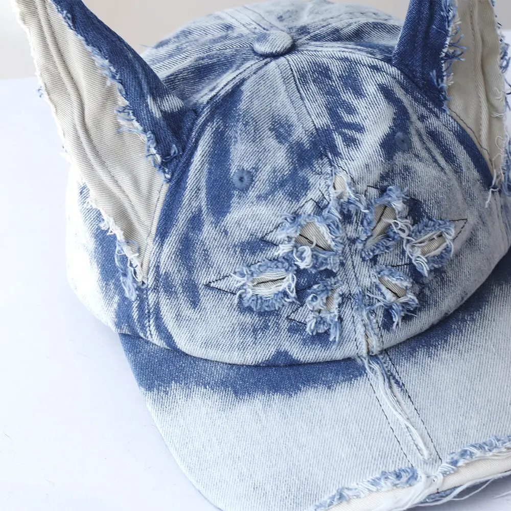 NEW Designer y2k wasteland style personalized cowboy perforated baseball cap women's three-dimensional ears street duckbill cap