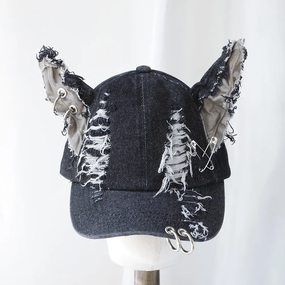 NEW Designer y2k wasteland style personalized cowboy perforated baseball cap women's three-dimensional ears street duckbill cap