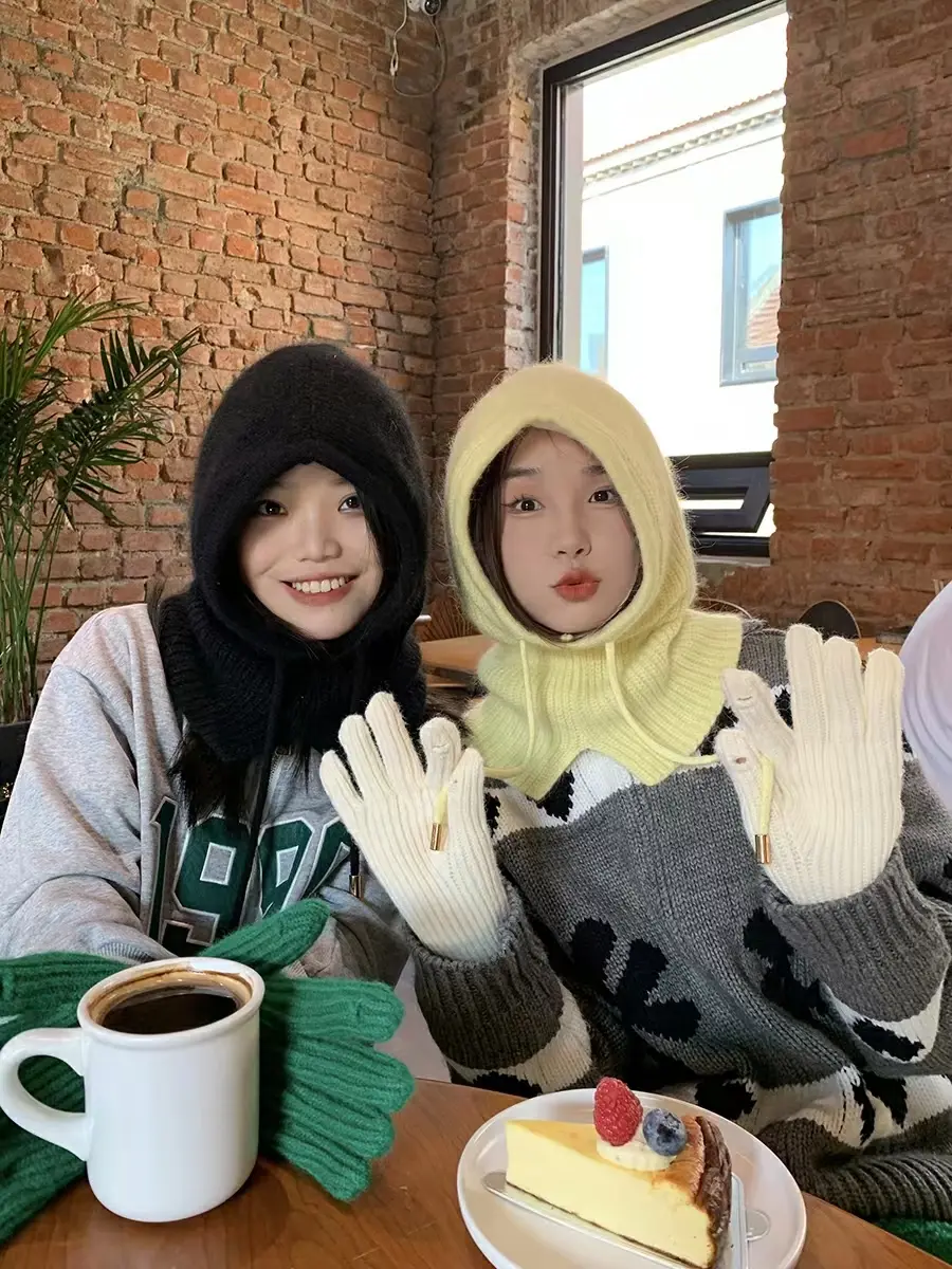 2022 NEW Winter Hat Real Rabbit Fur Winter Hats For Women Fashion Warm Hats Upgrade thickened extended Pullover scarf hat