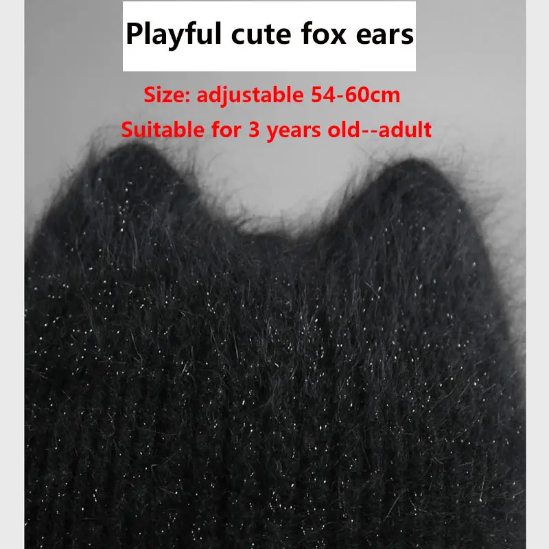 2020 Simple Girl Angora Rabbit fur ear Beanie Hat for Women Winter Skullies Warm wool Panama fashion Gorros Female Bomber Cap
