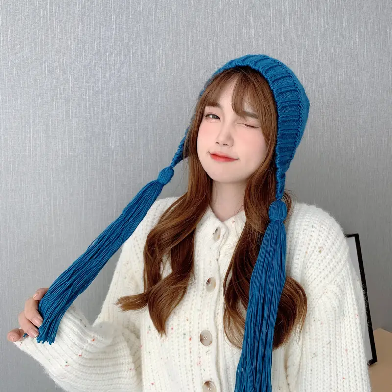 Women knitting Winter hats Hat with earflaps hat Russian Winter caps fur hood hat Lamb hair Women's Bomber Hats warm beanies cap