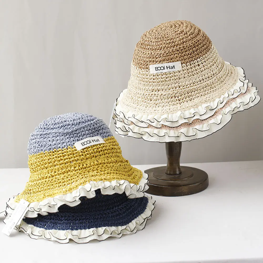 2025 NEW Women Sun Hat Colorful Beach Hats Womens Summer Straw Hat Foldable Chapeau Femme Beach UV Protection Cap