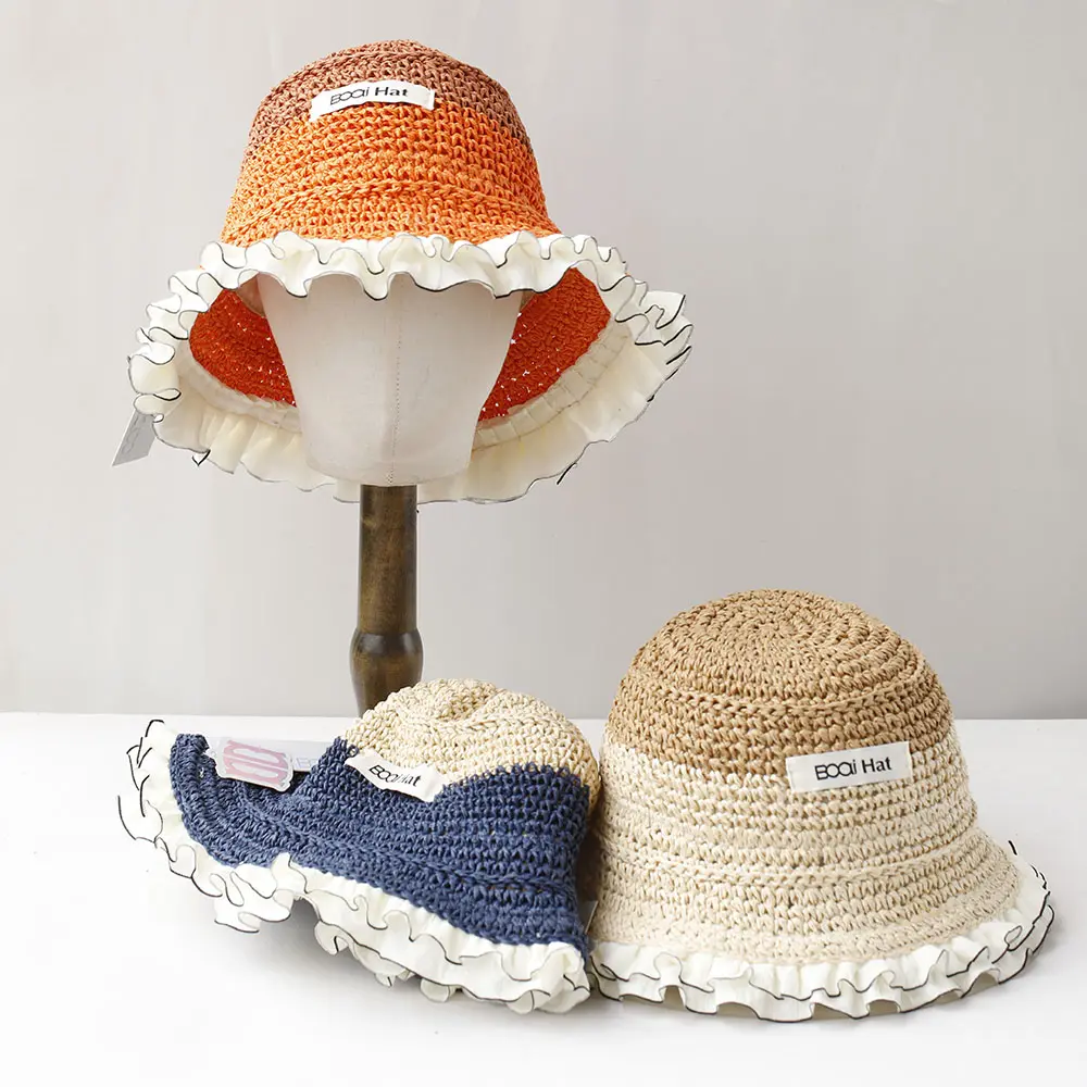 2025 NEW Women Sun Hat Colorful Beach Hats Womens Summer Straw Hat Foldable Chapeau Femme Beach UV Protection Cap