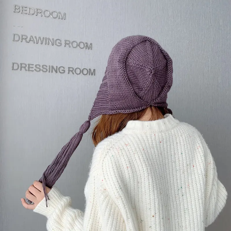 Women knitting Winter hats Hat with earflaps hat Russian Winter caps fur hood hat Lamb hair Women's Bomber Hats warm beanies cap