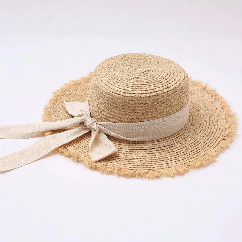 2022 summer sun hat bow 100%Raffia hat Sun visor women's summer panama Straw hats Women's beach hat Summer hat uv blocking hat