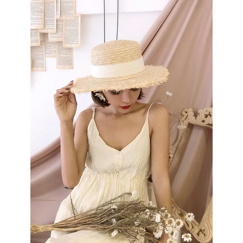 2022 summer sun hat bow 100%Raffia hat Sun visor women's summer panama Straw hats Women's beach hat Summer hat uv blocking hat
