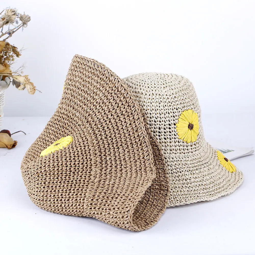 2023 flower Women's summer hat beach Women's hat Beach outing uv protection solar hat sunshade hat Straw hat sun visor Hat girl