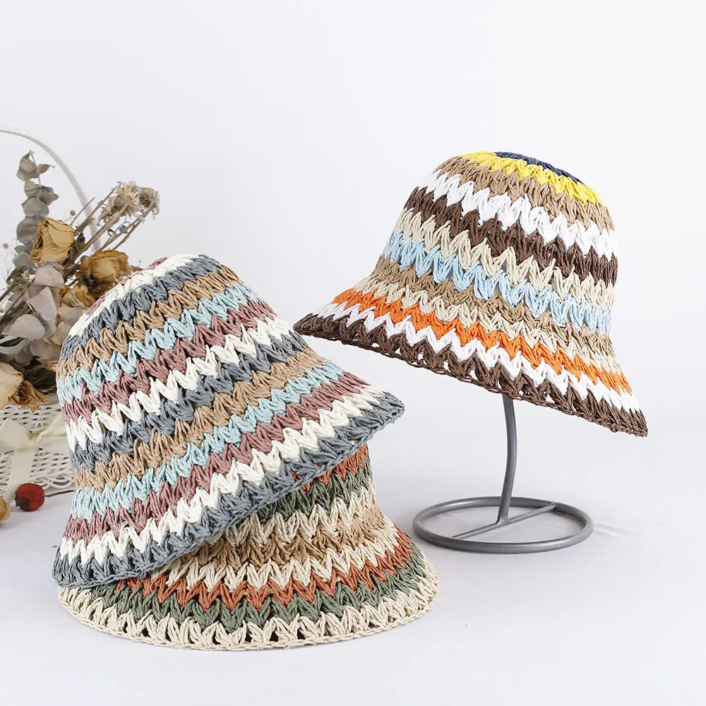 2023 beach sun visor women's hats for the sun Golf cap summer hat Women's hat straw hat Bucket hat rainbow stripe sun hats caps