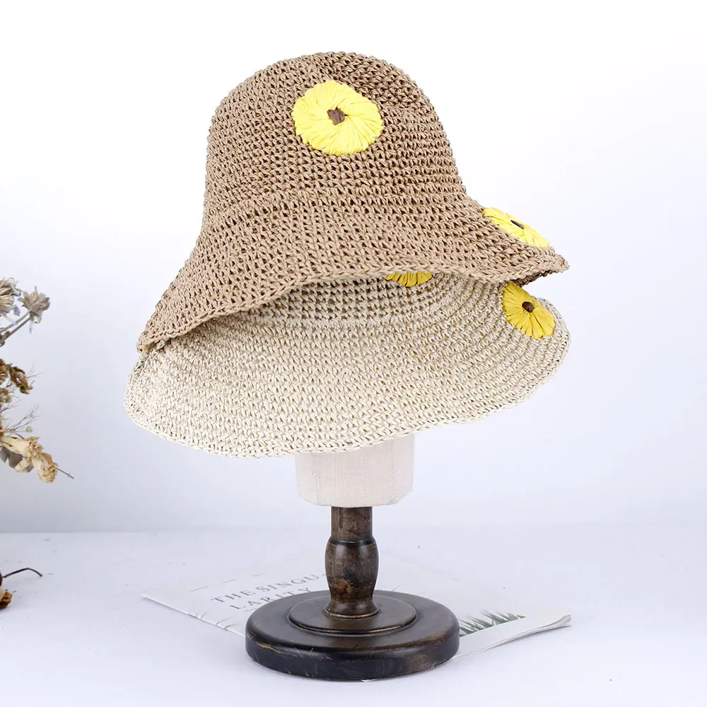2023 flower Women's summer hat beach Women's hat Beach outing uv protection solar hat sunshade hat Straw hat sun visor Hat girl