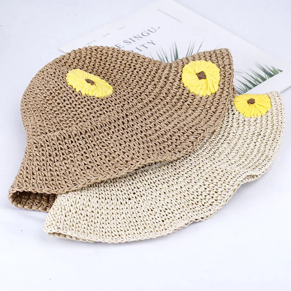 2023 flower Women's summer hat beach Women's hat Beach outing uv protection solar hat sunshade hat Straw hat sun visor Hat girl