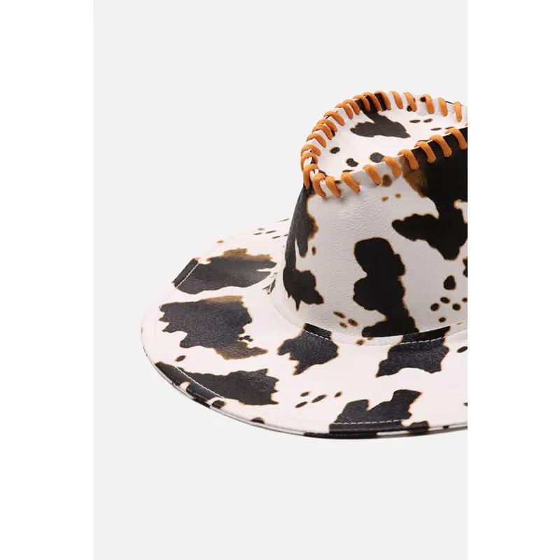 2021New Autumn winter Hot girl's hats Western Style Tiara Cowgirl Hat for Women fedoras leather pink cowboy hats Cow pattern Cap