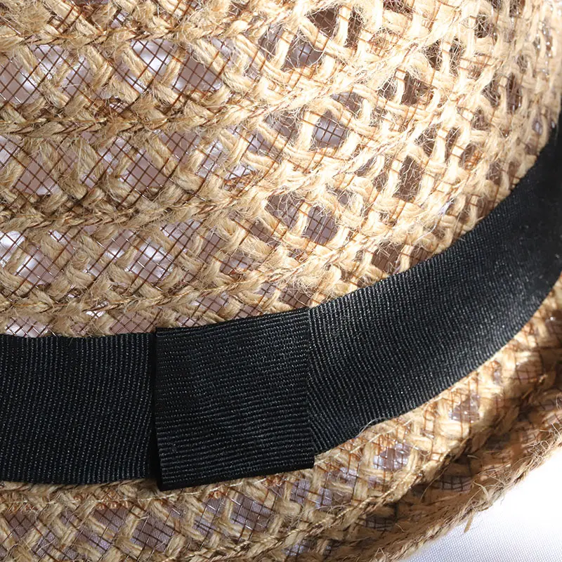 Natural Panama Soft Shaped Straw Hat Summer Women sun hats Men Beach Sun Cap UV Protection straw Felt hat grass color RAFFIA cap